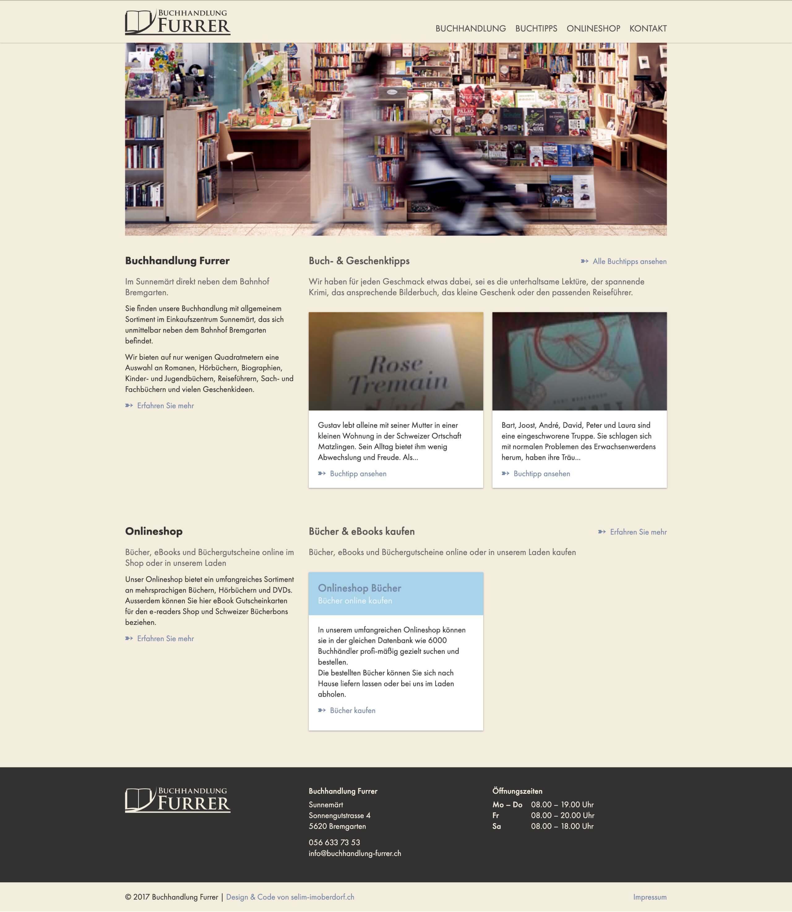 Homepage Buchhandlung Furrer