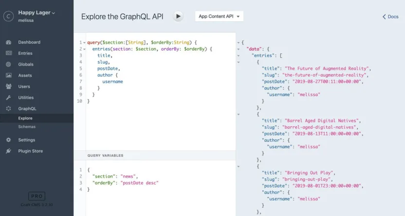 GraphQL Control Panel Screenshot