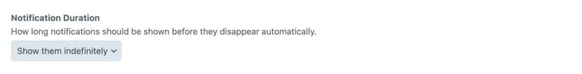 Dauer der Benutzerbenachrichtungen in Craft CMS 4.2