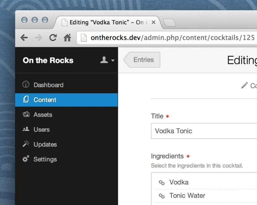 Blocks CMS: On the Rocks