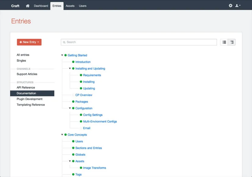 Craft CMS 1.2 Dashboard