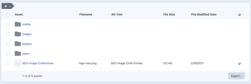 Craft 4.4. Assets