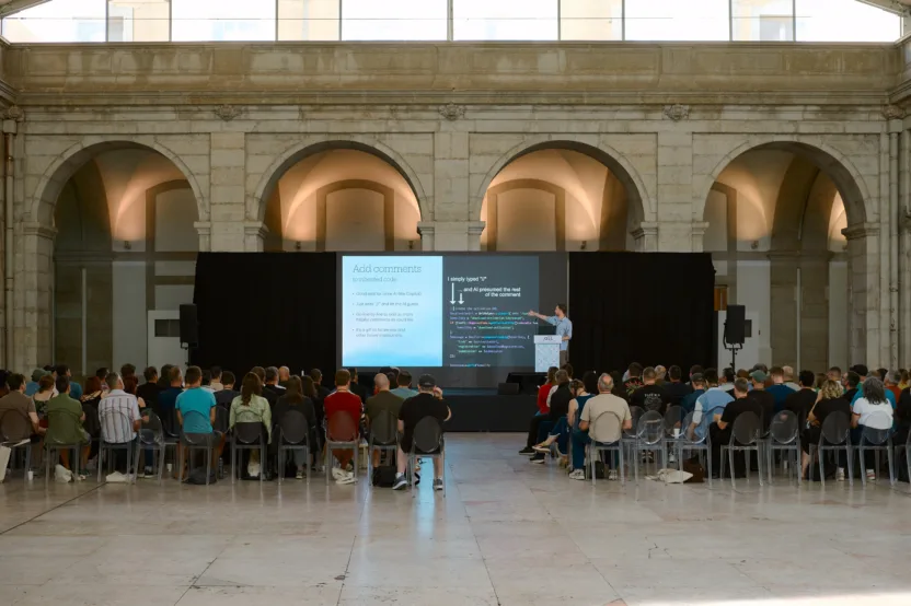 You can see the audience at a lecture.