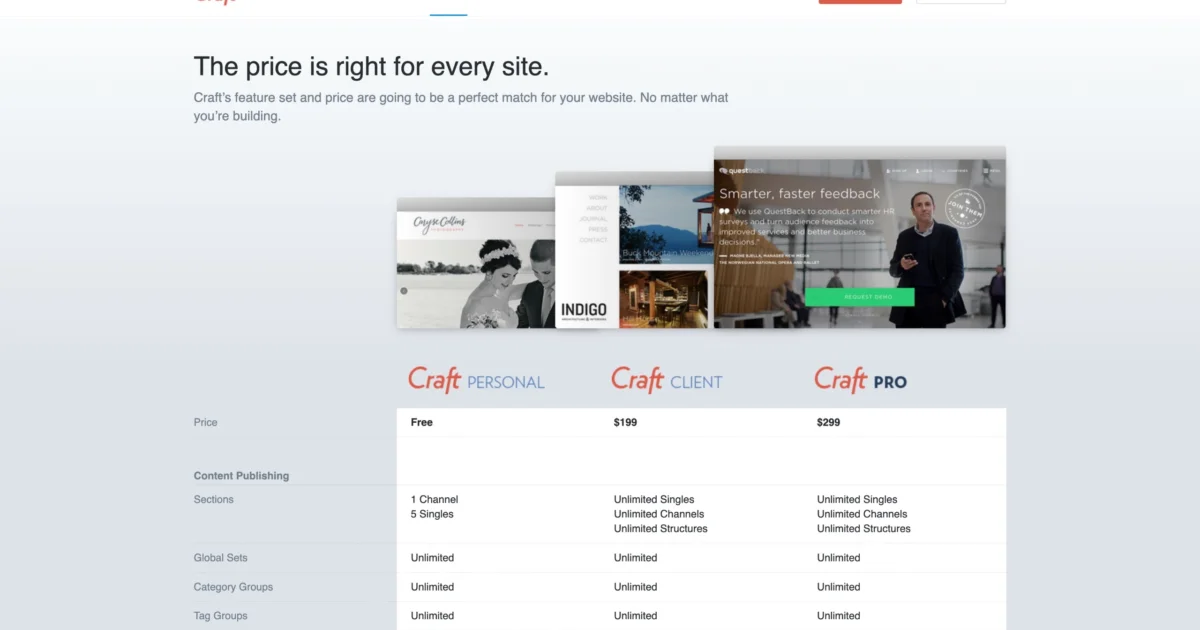 Craft CMS 2.0 Preismodell - Teaser