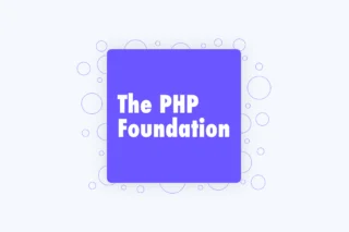 Lettering with the text "The PHP Foundation" in a purple rectangle.